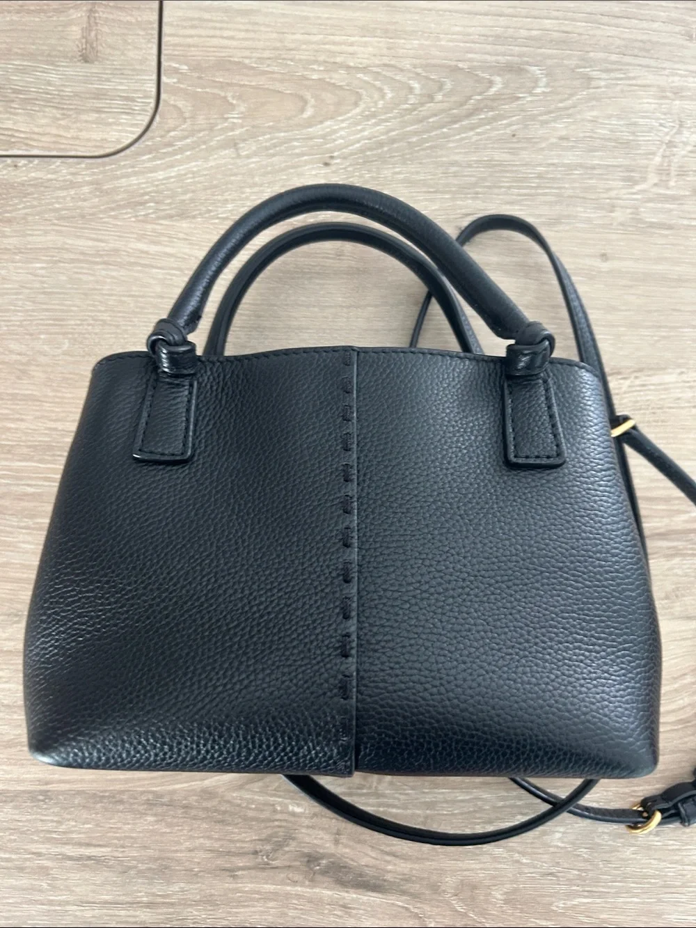 Tory Burch Black Pebbled Leather Mini Top-Handle Crossbody